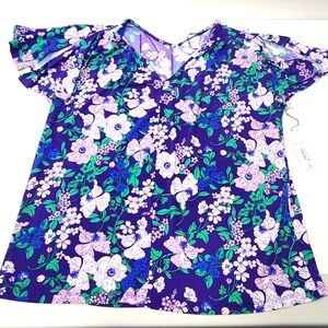 Liz Claiborne XL Violet floral top NWT